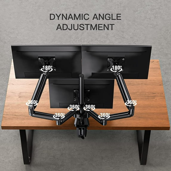 Triple Monitor Mount for Desk, 3 Monitor Stand with Gas Spring Adjustable Monitor Arm Fit Three Screens 13 to 27 inch Flat/Curved LCD Computer Screens Holds Max 17.6lbs with Clamp