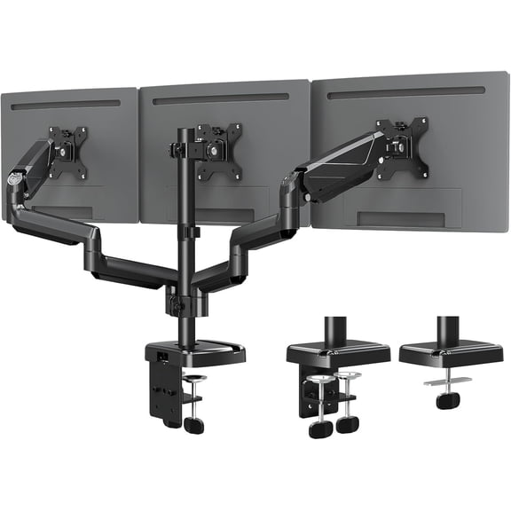 Triple Monitor Mount, Triple Monitor Desk Mount for Max 27 inch Computer Screens, 3 Monitors Stand for Desk, Monitors Arm with Swivel, Tilt, Rotation, Each Arm Holds 4.4-19.8 lbs