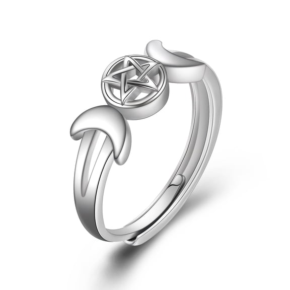 Triple Moon Bands Ring Wicca Jewelry for Women 925 Sterling Silver Pagan Gifts