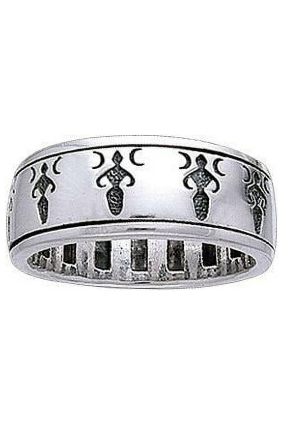 Triple Moon Goddess 925 Sterling Silver Spinner Ring Fine Pagan Wiccan Jewelry