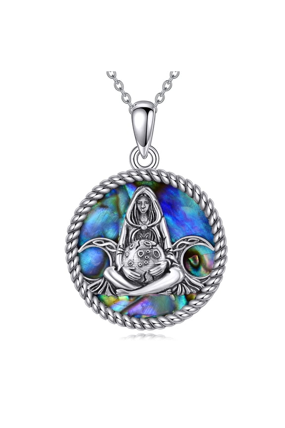 Triple Moon Goddess Necklace Sterling Silver Abalone Shell Pendant Jewelry Gifts Necklaces for Women