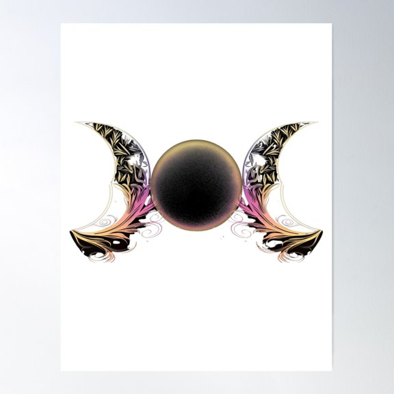 Triple Moon Goddess Poster Wall Art, Modern Wall Decor For Living Room Bedroom, 8x12 UNFRAMED