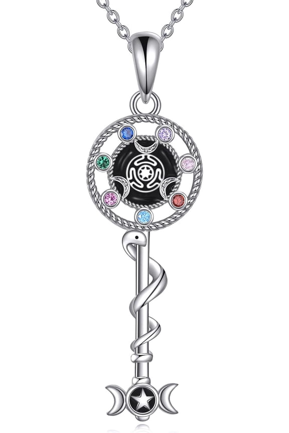 Triple Moon Necklace S925 Sterling Silver Triple Moon Pendant Necklaces Key Jewelry Gifts for Women Mom Wife