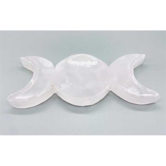Triple Moon Offering Plate - Pink Calcite - 7 in. - Unique Design
