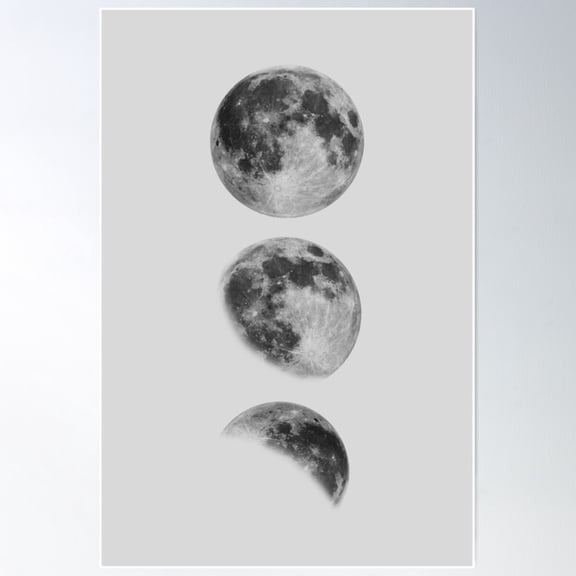 Triple Moon Phase Wall Decor Nursery Decor Poster Minimalist Print Gothic Home Decor Boho Full Moon Poster Wall Art, Modern Wall Decor For Living Room Bedroom, 16x24 UNFRAMED