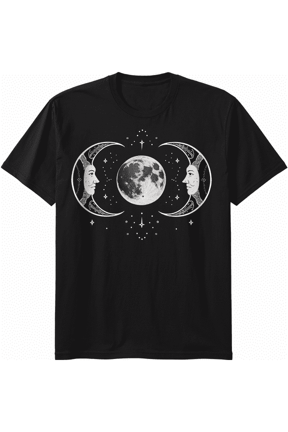 Triple Moon Phases Celestial Graphic for Women Short Sleeve T-Shirt