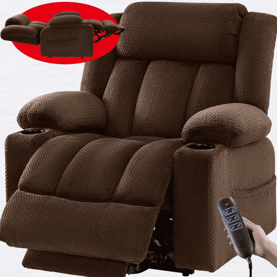 Triple Motor Large-Wide Power Lift Recliner Chair for Elderly Big and Tall, Lay Flat, Heat and Massage, Infinite Position, Power Headrest