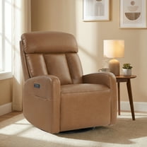 Spruce & Spring Triple Motor Leather Power Recliner with Adjustable Lumbar Support, Saddle