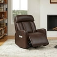 thumbnail image 1 of Spruce & Spring Triple Motor Leather Power Recliner with Adjustable Lumbar Support, Cognac, 1 of 11
