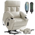 thumbnail image 1 of Triple Motor Power Lift Recliner with Massage and Heat, Electric Recliner Chair for Elderly, Adjustable Headrest, Infinite Position, Cup Holders, USB Ports, Beige, 1 of 11