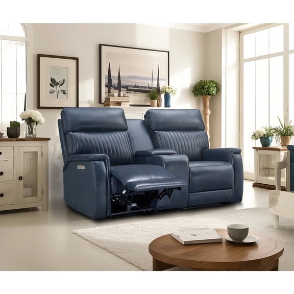 Triple-Power Reclining Sofa 73" Genuine Leather Power Zero Gravity Reclining Loveseat with Powered Adjustable Headrest, Powered Adjustable Lumbar,USB&USB-C Port