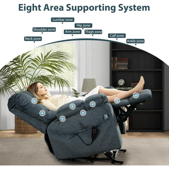 Triple Motor Zero Gravity Recliner Chair for Elderly with Power Lift, Heat and Massage