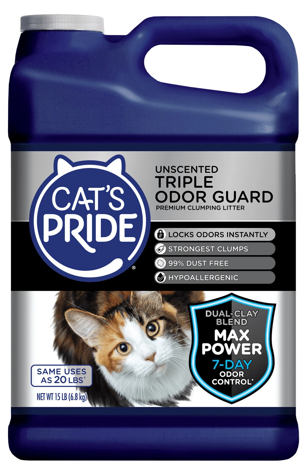 Triple Odor Guard Unscented Clumping Cat Litter 99% Dust Free 15 lb Jug US