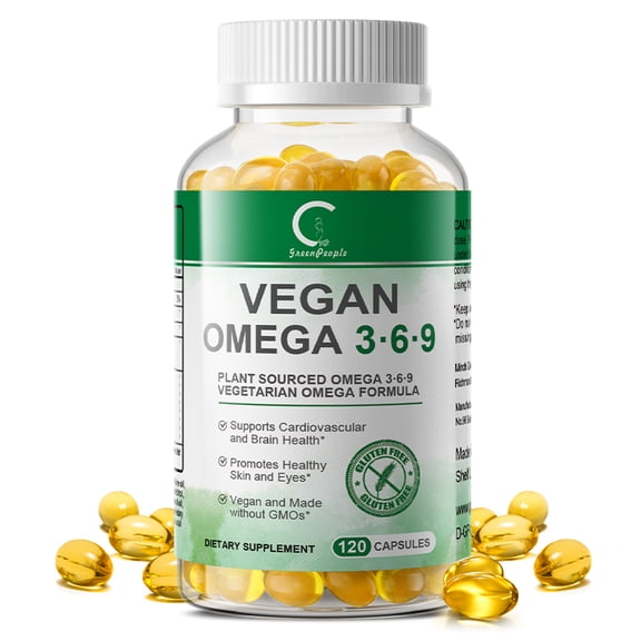 Triple Omega 3 6 9, Flaxseed, Borage & Olive Oils, Healthy Heart Support, Fish Free Omega 3 Fatty Acid Supplements, 120 Softgels