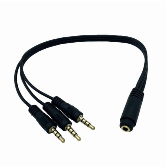 Triple Output 3.5mm Sound Y Cable Gold Plateds Jacks Simultaneous Multiple Device Connection 30cm Length