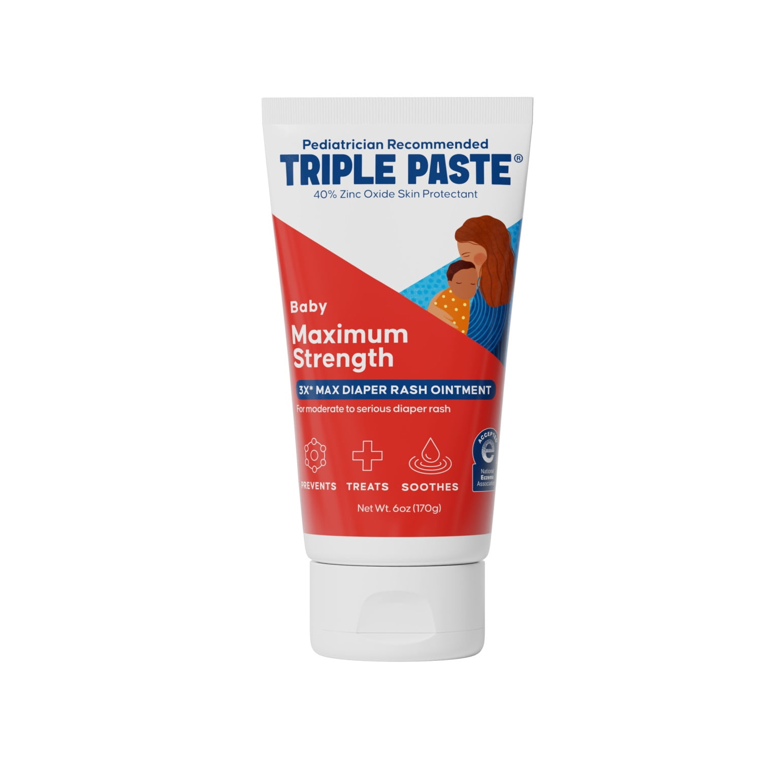 Triple Paste Diaper Rash Ointment 6oz with Zinc Oxide for Severe