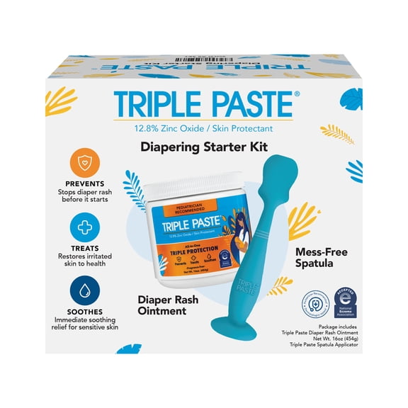 Triple Paste Diaper Rash Cream, 16oz + Spatula Bundle - Zinc Oxide Ointment and Diaper Cream Spatula