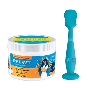 Triple Paste Diaper Rash Cream, 8oz + Spatula Bundle - Zinc Oxide Ointment and Diaper Cream Spatula
