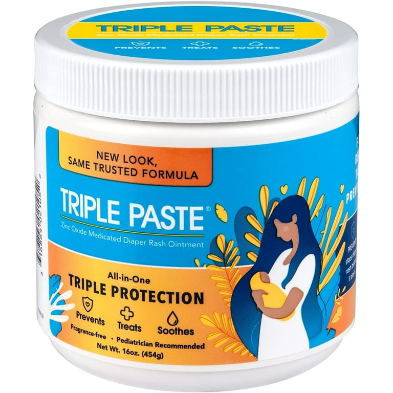 Triple Paste Diaper Rash Cream, Hypoallergenic Medicated Ointment for  Babies, 16 oz