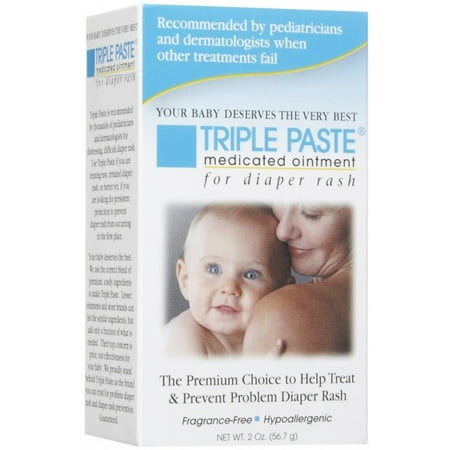 Triple Paste Medicated Ointment for Diaper Rash 2 oz (Pack of 4)
