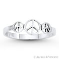 thumbnail image 1 of Triple Peace Sign Charm Stackable Right-Hand Ring in Oxidized .925 Sterling Silver, 1 of 1
