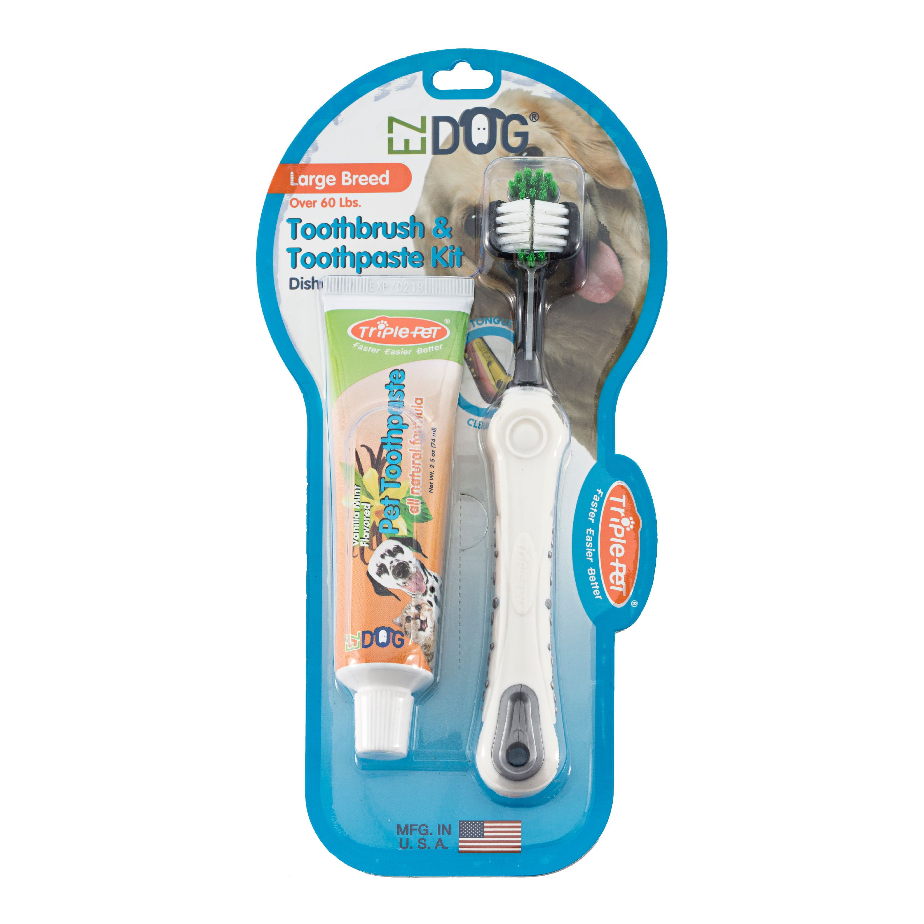 EZ Dog Dental Care Kit 3 Sided Toothbrush Vanilla Kuwait Ubuy