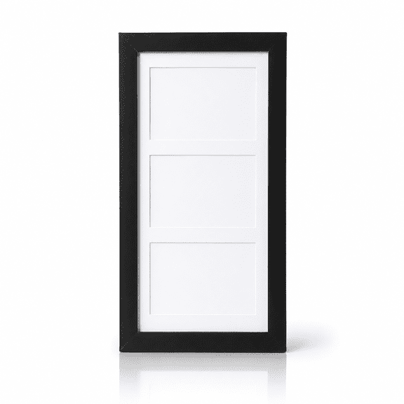 Triple Picture Frame, Black Wall Hanging 3-Photo Collage Frame for 4 x 6 Photos, Engineered Wood Long Photo Display Frame, Tabletop or Wall Mount Decor for Bedroom, Office and Living Room