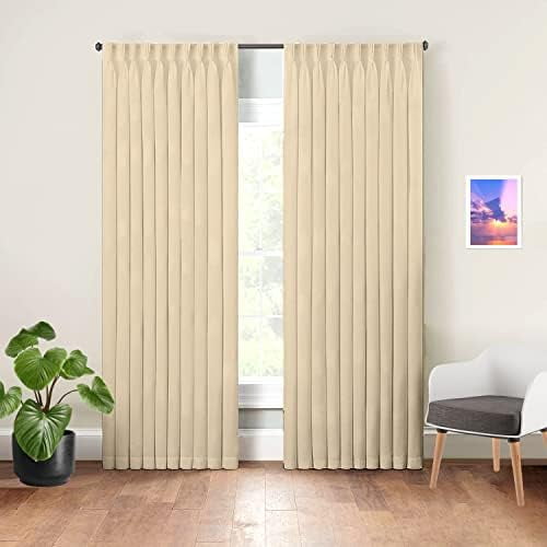 Triple Pinch Pleat Thermal Insulation Blackout Curtains & Window Panel with Ring Added Hook (Beige, 60 Inch Wide by 108 Inch Long- 1 Panel)$$Home Decor, Kitchen, & Other