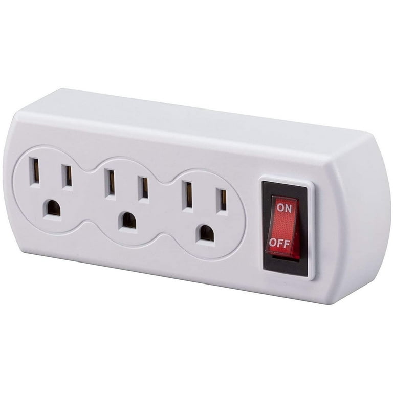 Zapman Triple Plug Outlet Adapter 15A 125V White Electrical Outlet