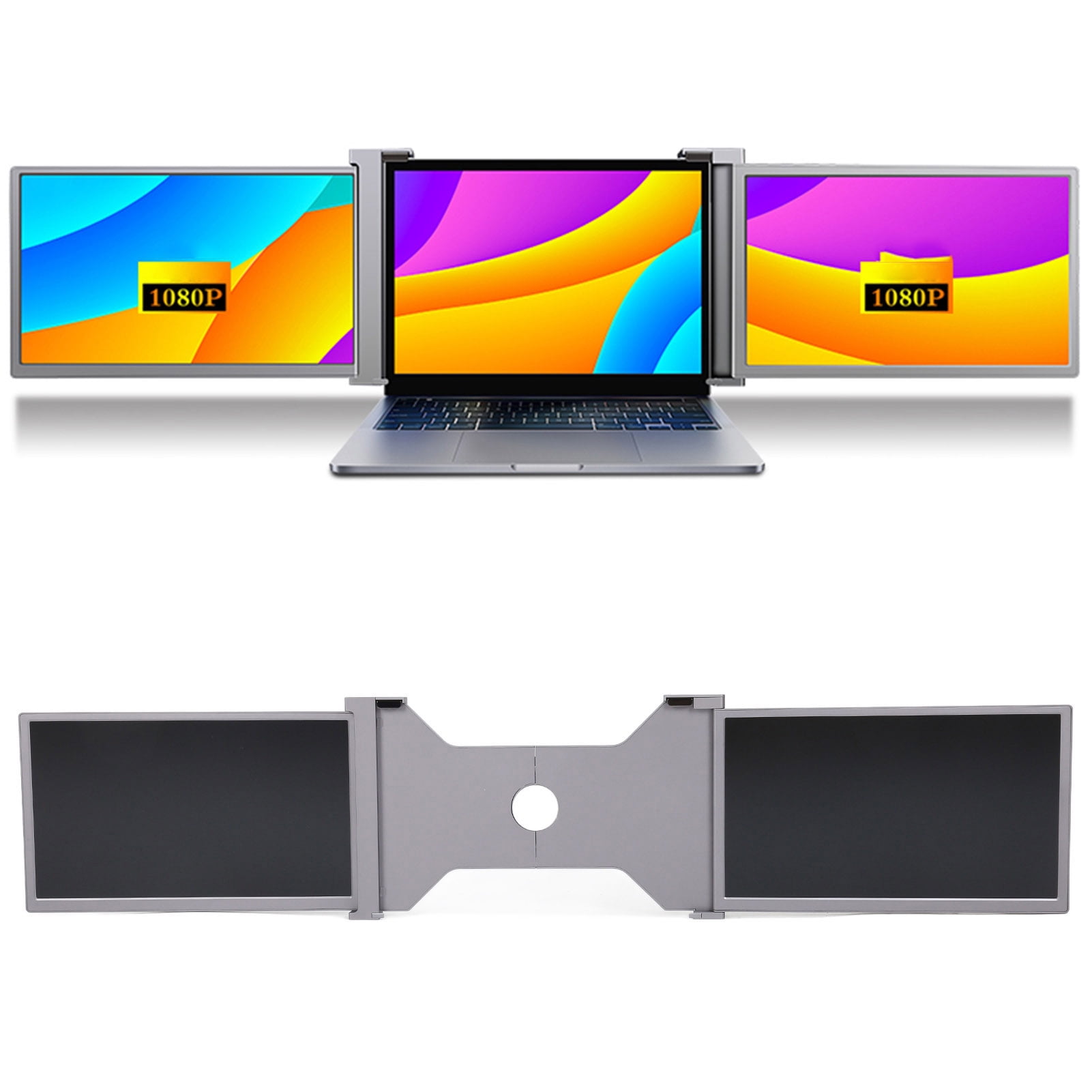 Triple Portable Monitor For Laptop, 15 Inch Dual Extender Screen FHD