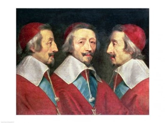Triple Portrait of the Head of Richelieu 1642 Canvas Art - Philippe De Champaigne (24 x 18)