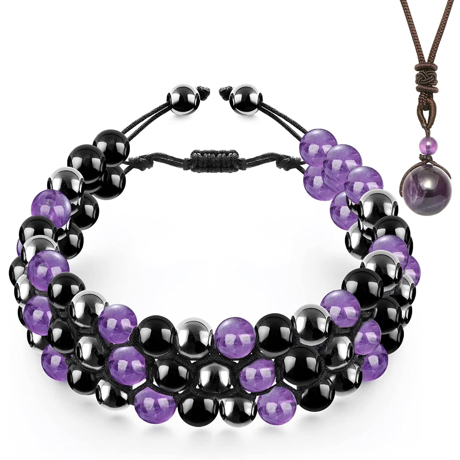 Triple Protection Bracelet for Women, Genuine Healing Crystal Bracelet