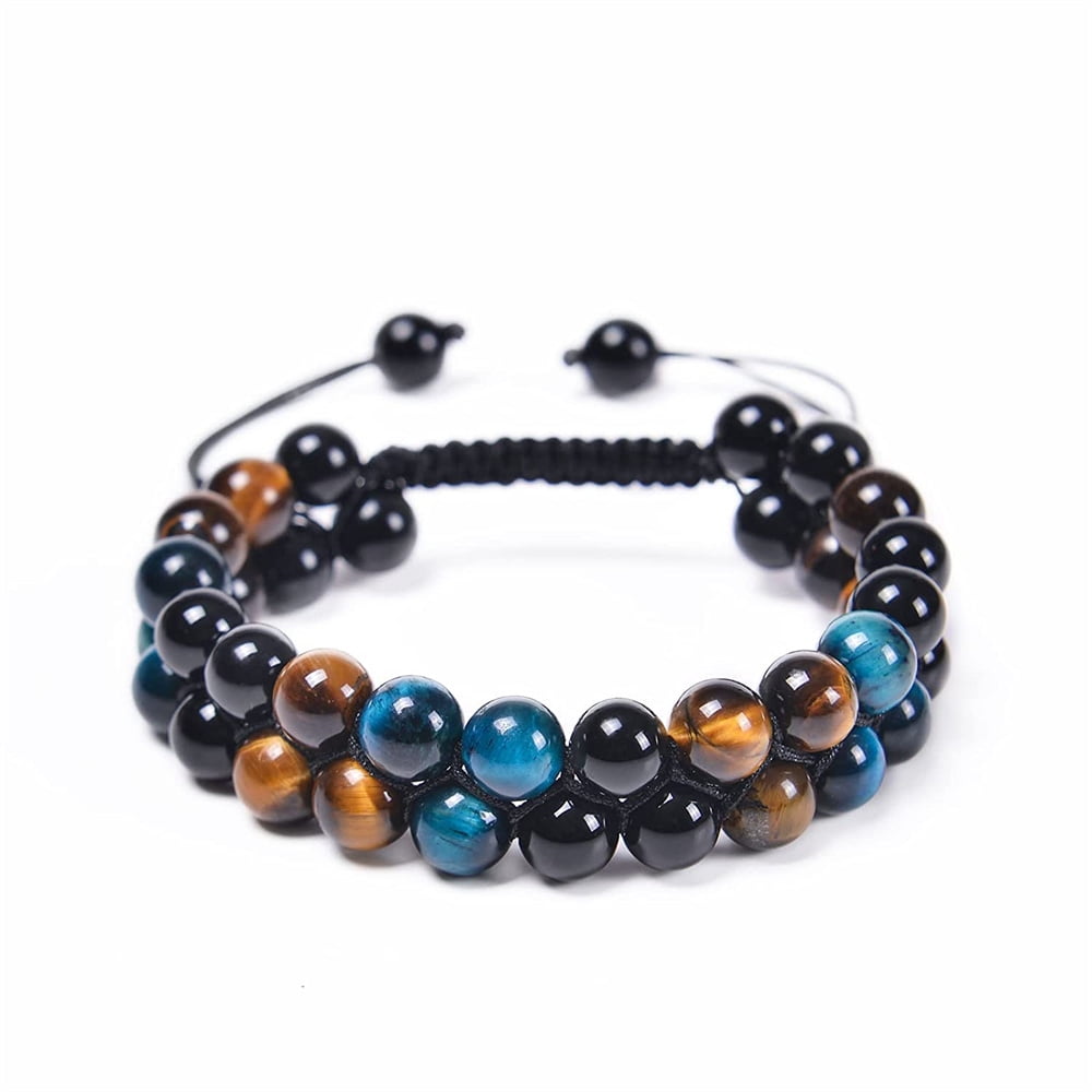 Natural Black Obsidian Bracelet Triple Layer 8mm Beads Size Unisex Bracelet  at Rs 499/piece in Khambhat