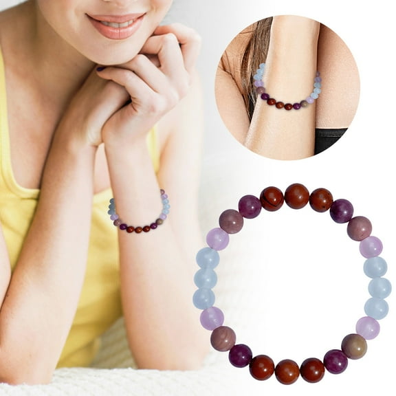 Triple Protection Stretch Bracelet - 8mm Healing Gemstone Beaded Jewelry with Birthstones, Chakra Balancing & Reiki Energy for Women, Yoga Meditation & Stress Relief