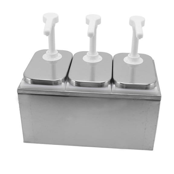 Triple Pump Condiment Station Stainless Steel Sauce Dispenser 6L / 202.9 oz Total Capacity