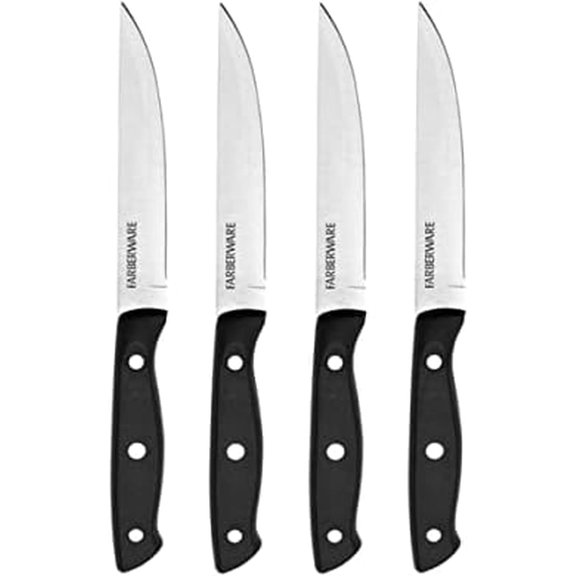 Triple-Riveted 4-Piece Steak Knife Set, High-Carbon Stainless Steel, Razor-Sharp Knives, Kitchen Knives, Set of 4, Black