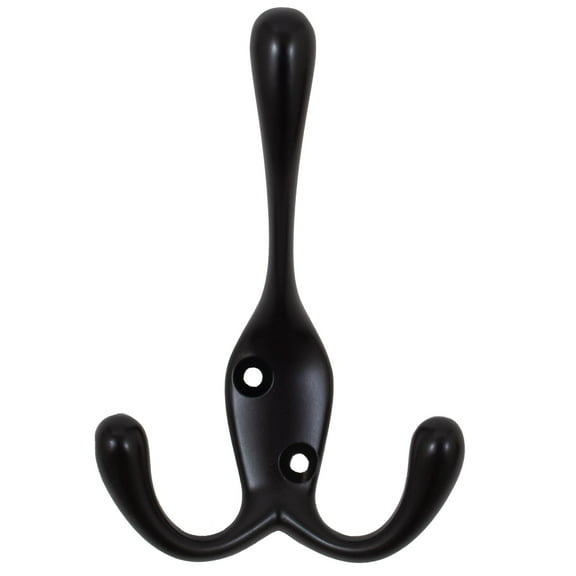 Triple Robe Hook, 3-15/16" High, Multiple Projections, Matte Black by Stone Harbor Hardware