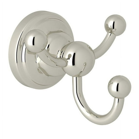 Triple Robe Hook in Polished Nickel, Towel or Robe Hook, Metal, Nickel, Modern / Contemporary