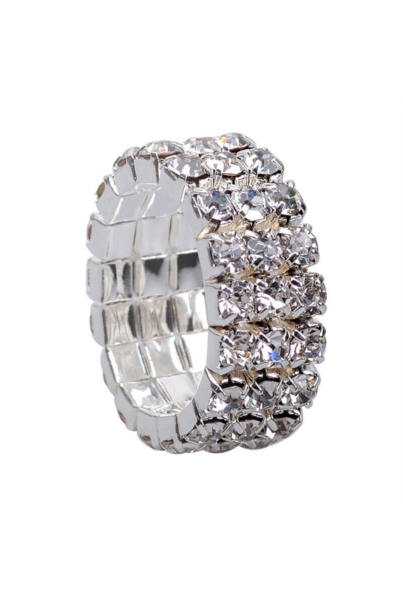 Triple Row Diamond Band, Pave Set Diamond Wedding Band, Full Eternity Band, 2.6 Ct Simulated Diamond, 925 Sterling Silver, Anniversary Gift Band