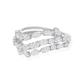 thumbnail image 1 of Triple Row Diamond Engagement Ring, Half Eternity Diamond Wedding Band, Split Shank Diamond Ring, Multi Shape Diamond Cocktail Ring, 14K White Gold Plated, 2.3 Ct Simulated Diamond, 1 of 4