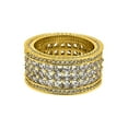 thumbnail image 1 of Triple Row Princess Cut Eternity Band Gold Mens CZ Bling Ring (11), 1 of 4