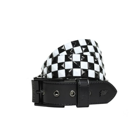 Triple S Studded Leather Belt [Black and White]