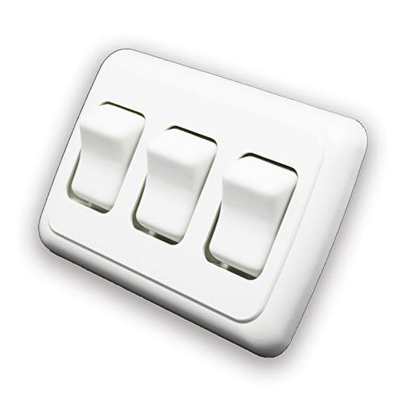 Triple SPST On-Off Switch with Bezel, 12-Volt, for RV, Trailer, Camper (White)