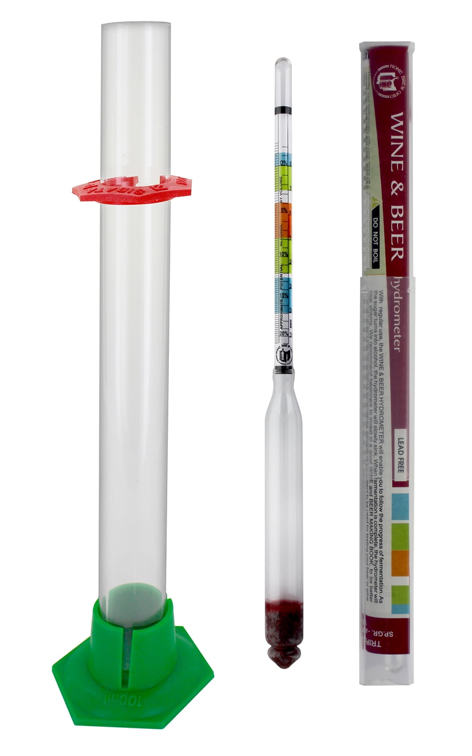 Triple Scale Hydrometer and 13" Glass Hydrometer Test Jar with Stand