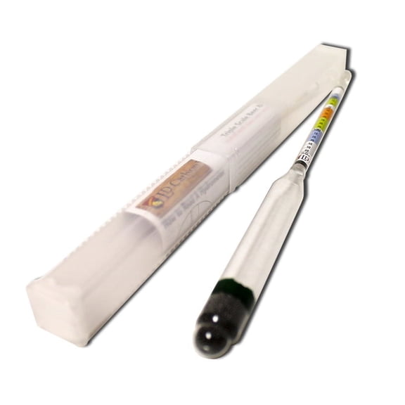 Triple Scale Hydrometer with Hard Case for Beer, Wine and Mead