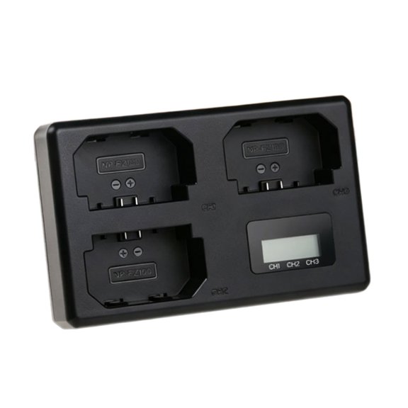 Triple Slot Camera Dock with LCD Display for Travel, USB C and Alternate USB Input, 3 Bay Power Base for Desk Setup and Rotation
