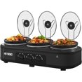 thumbnail image 1 of Triple Slow Cooker, 3 X 1.5QT Slow Cooker with 3 Cooking Settings, Buffet Servers and Warmers with Dishwasher-Safe Ceramic Pot, Glass Lid, Black, 1 of 14