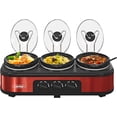 Caramic Pot Triple Slow Cooker Buffet Food Warmer with 3 x 1.5 QT Removable Ceramic ...