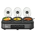 thumbnail image 1 of Triple Slow Cooker with 3 Spoons, 3 Pot 1.5 Quart Oval Crock Food Warmer Buffet Server, Stainless Steel, 1 of 8