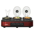 Triple Slow Cooker with 3 Warming Electric Spoons, 1.5 Quart Oval Crock Food Buffet Server